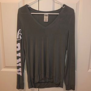 Gray long sleeve PINK soft t-shirt.